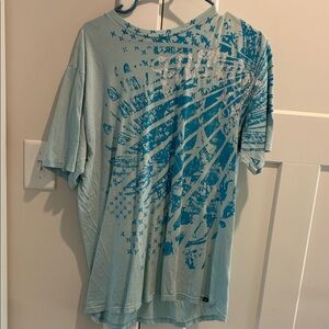 Hurley Light Blue Graphic Tee with Teal Print